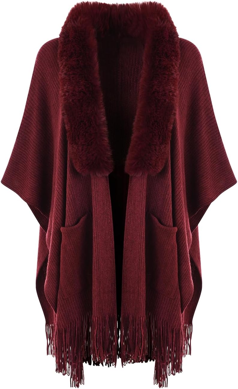 Ferand Shawl Wraps for Women, Cozy Lightweight Poncho Cape with Pockets, Warm for Fall Winter Travel - Image 1